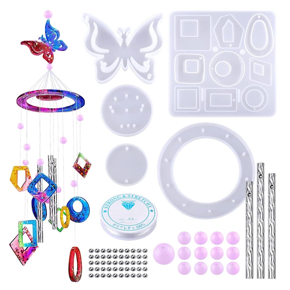 HASTHIP Resin Molds, Wind Chimes Resin Molds Silicone Kit Butterfly Design for Art Crafts Wind Bell Keychain Earring Pendant Jewelry Home Garden Yard Outdoor Decoration, Butterfly HASTHIP Resin Molds, Wind Chimes Resin Molds Silicone Kit Butterfly Design for Art Crafts Wind Bell Keychain Earring Pendant Jewelry Home Garden Yard Outdoor Decoration, Butterfly